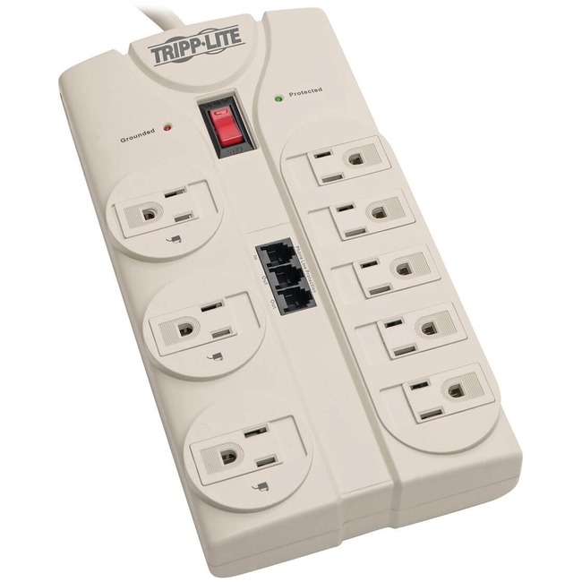 TV/Modem Surge Protector, 8 Outlet, 2820 Joules, 8 Cord