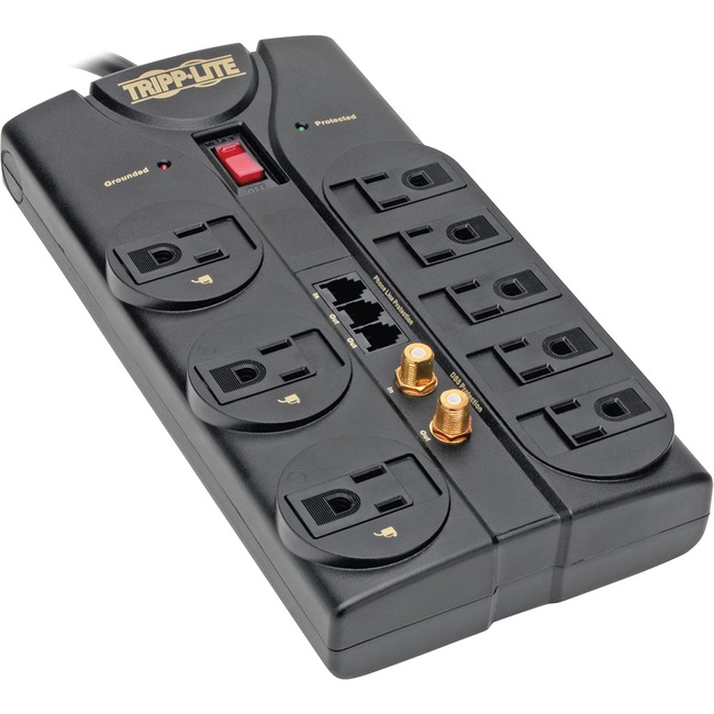 Tripp Lite TLP808TELTV PROTECT IT 8OUT BLOCK 3-RJ11 COAX 8FT-CORD 3500J