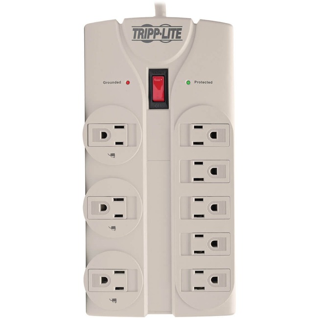 Surge Protector, 8 Outlet, 1440 Joules, 8 Cord, Gray