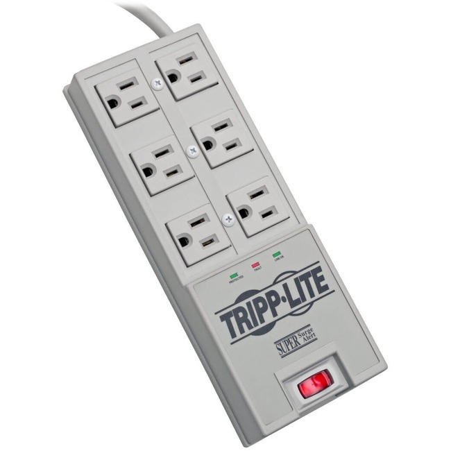 Tripp Lite SUPER SURGE ALERT STRIP 6OUTLET 6FT-CORD 50K-INS 1500J RIGHT-PLUG