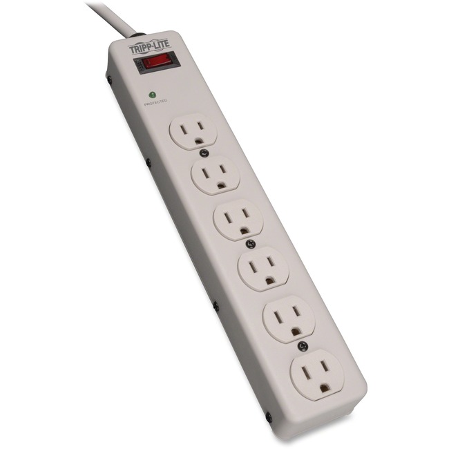 Surge Suppressor, 6-Outlet, 1340 Joules, 6ft Cord, Lt GY Tripp Lite