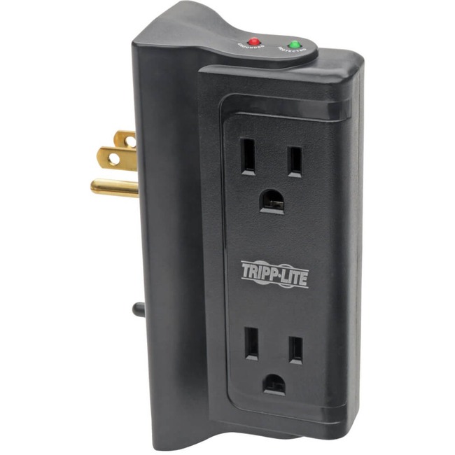 Surge Suppressor, 4-Outlet, Direct Plug, 720 Joules, Black