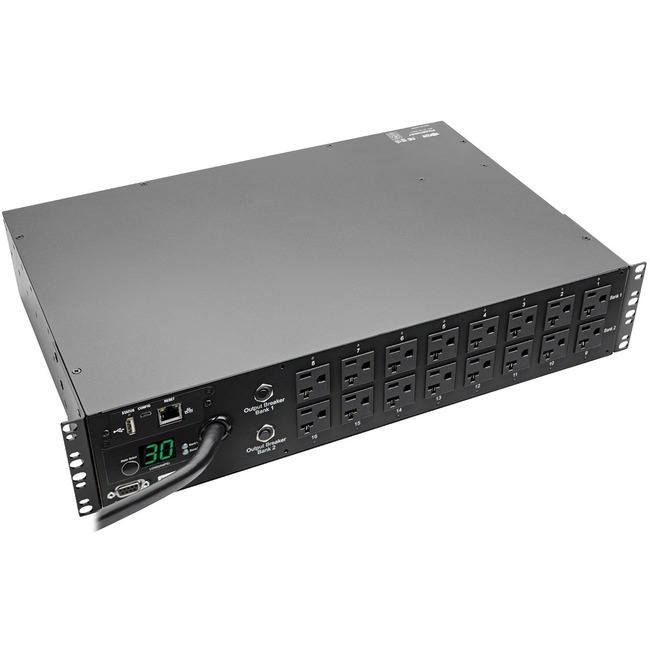 Tripp Lite DIGITAL PDU 120V 30A L5-30P 2U RM 16X5-20R 10FT W/PLUG RETENTION