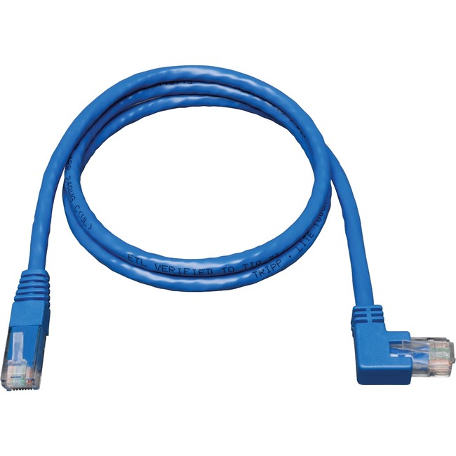 Tripp Lite 10ft Cat6 Gigabit Molded Patch Cable RJ45 Right Angle to Straight M