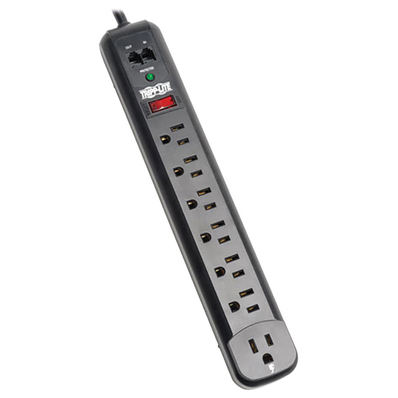 Tripp Lite SURGE PROTECTOR STRIP 120V RIGHT ANGLE 7 OUTLET RJ11 BLACK