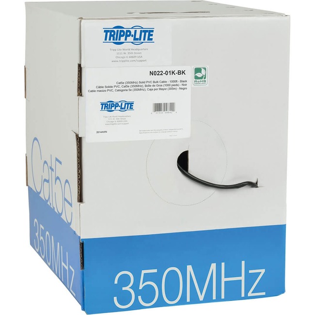 1000FT Cat5E Cat5 350MHZ BULK SOLID-CORE PVC Cable BLACK