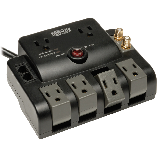 6 Outlets, 6ft cord, 1440 Joules, 1-line rotating gold coaxial 1-line tel/modem protection - Surge Suppressor