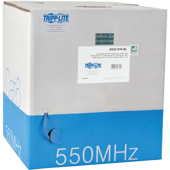 Tripp Lite (N222-01K-BL) Connector Cable Tripp Lite 1000ft Cat6 550MHz Gigabit Bulk