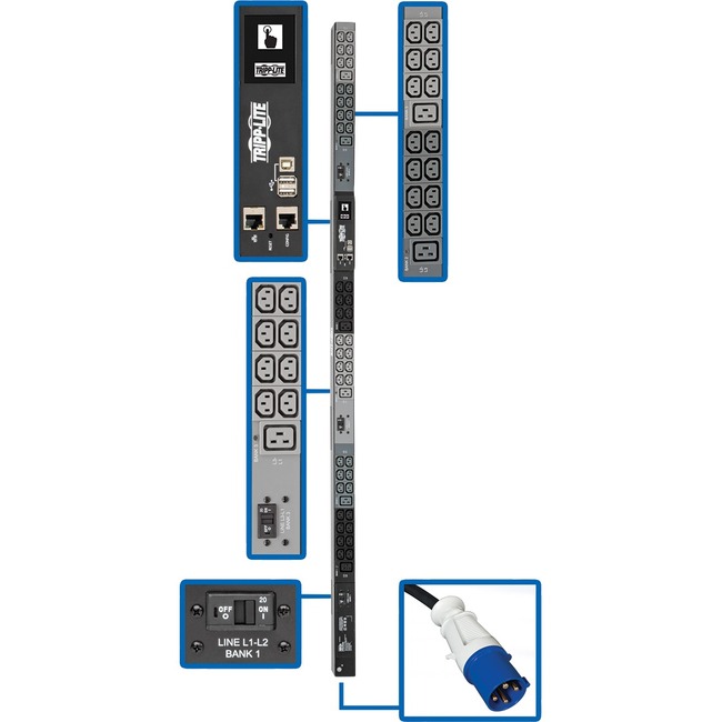 Tripp Lite PDU 3 Phase MON 200 208 240V 42 C13 TAA