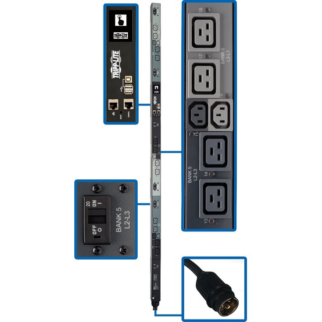 Tripp Lite PDU 3-Phase SWITCHED TAA 200/208/240V LX INTERFACE