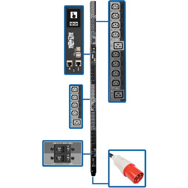 Tripp Lite 27.7kW 3-Phase Switched PDU, LX Platform Interface, 220/230V