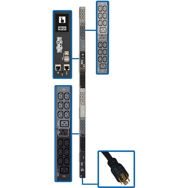 Tripp Lite PDU 3-Phase 5.8KW VERTICAL MONITORED 0U W/36 IEC C13 6 C19