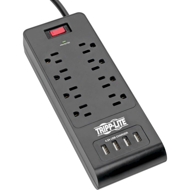 Tripp Lite SURPRO PWR STRIP 8 OUTLET 4 USB 6FT BLK