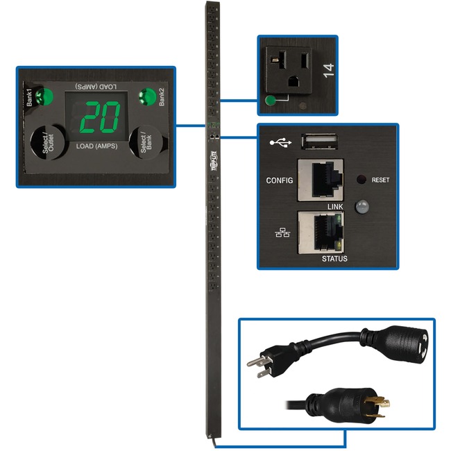 Tripp Lite PDU MONITORED 24 5-15/20R 20A LX PLAT 0U