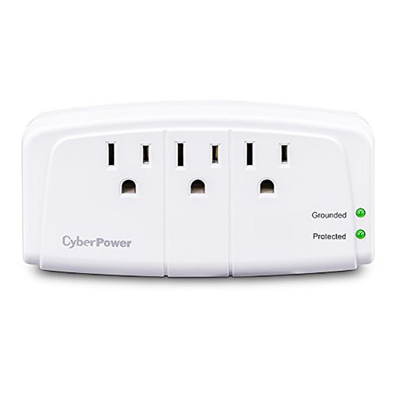 CyberPower CSB300W Essential Surge Protector, 900J/125V, 3 Outlets, Wall Tap