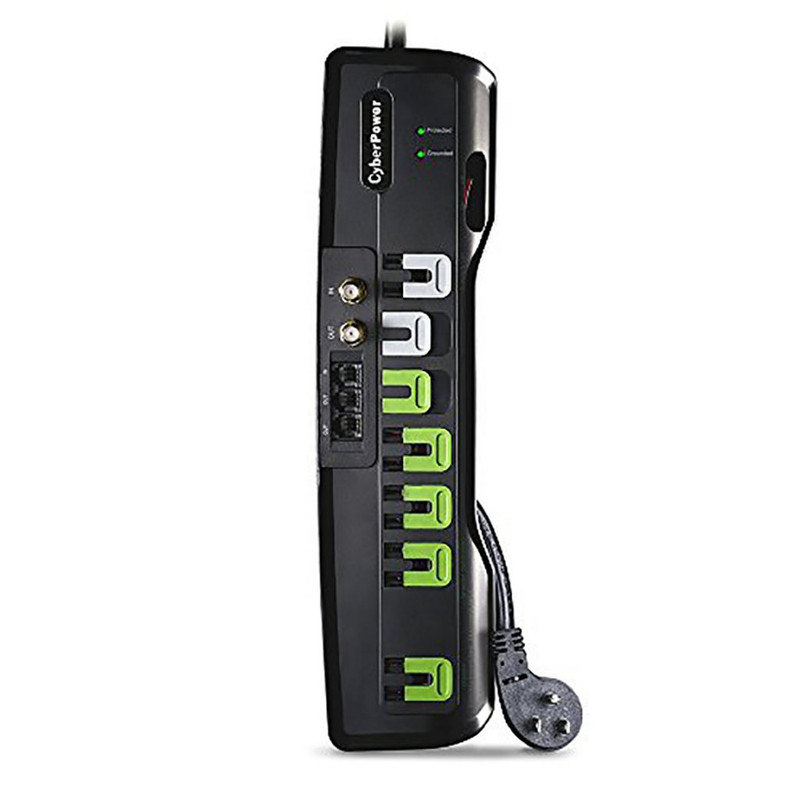 CyberPower CSHT706TCG Energy-Saving Home Office Surge Protector + TEL Protection, 2250J/125V, 7 Outlets, 6ft Power Cord