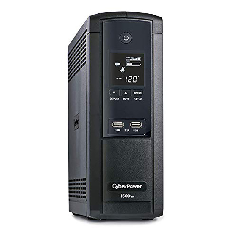 CyberPower BRG1500AVRLCD UPS System, 1500VA/900W, 12 Outlets, AVR, Mini-Tower, 5-Year Warranty